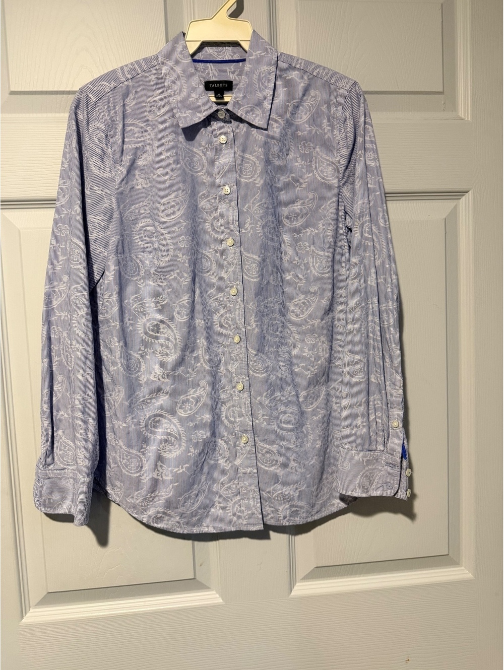 Talbots blue paisley button-front shirt